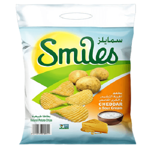 سمايلز رقائق بطاطا بنكهة الجبنة الشيدر والكريم الحامض 22جم 20حبة