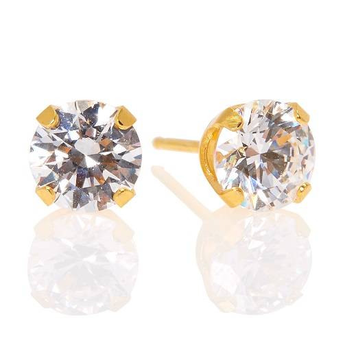 حلق الماس مطلي بالذهب عيار 18قيراط 5مم