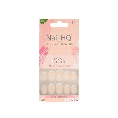 نيل اتش كيو اظافر اكريلك اوفال فرينش 24اظافر باحجام مختلفة 2مل