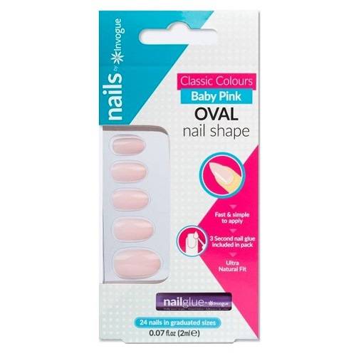 انفوج اظافر ملونة بيضاوية 24قطعة بيبي بينك