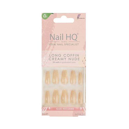 نيل اتش كيو اظافر اكريليك كوفين كريمى نود طويل 24اظافر باحجام مختلفة 2مل