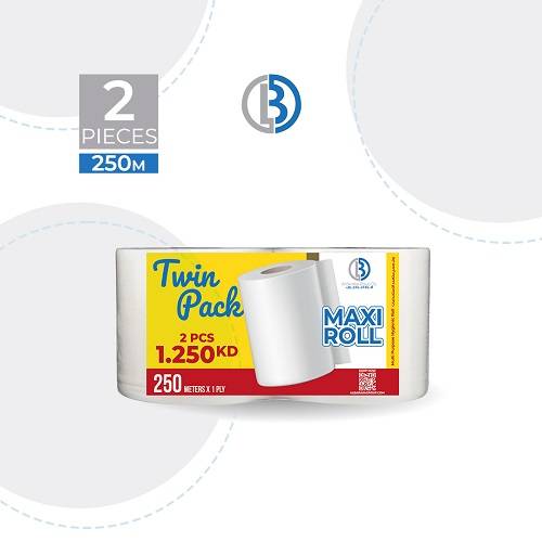 ماكسي رول لفة مناديل جيد الأمتصاص 250م عرض 1حبة و1 حبة