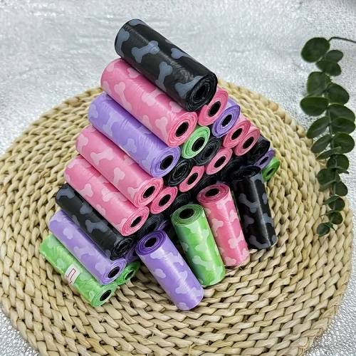 اكياس نفايات الحيوانات الاليفة ملونة مطبوعة على شكل عظمة 30x22سم