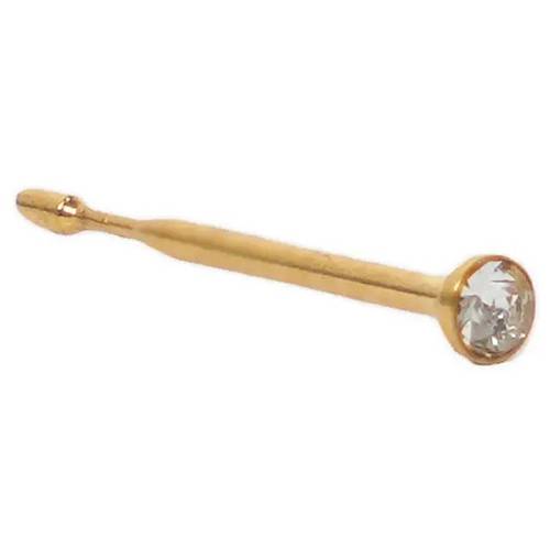 190 قرط انف مطلي بالذهب عيار 18 مرصع بكريستال شفاف مقاس 1.6مم