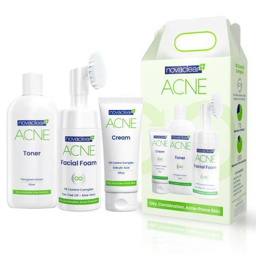 نوفاكلير طقم لعلاج حب الشباب رغوة وتونر وكريم.G04180