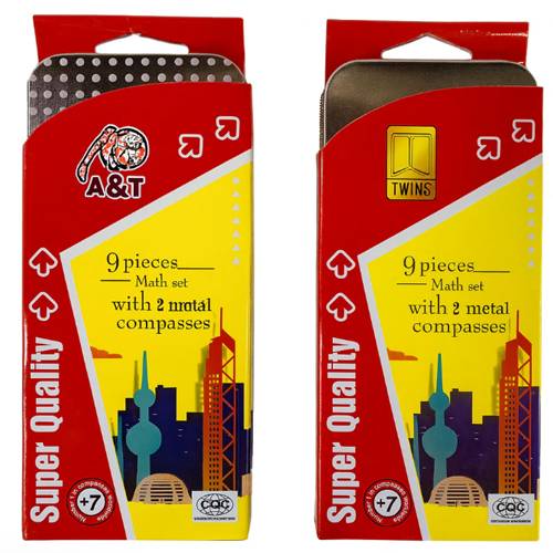 اي اند تي علبة هندسة+توينز علبة هندسة عرض قرطاسية العودة الى المدرسة