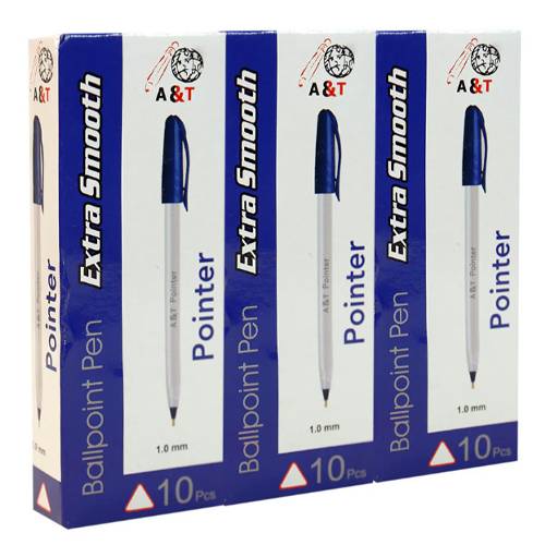 اي اند تي بوينتر باكيدج اقلام حبر ازرق 3باكيت