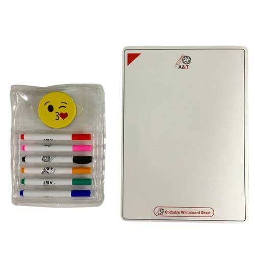 اي اند تي باكيدج سبورة لاصقة مع الدوات الكتابه والمسح