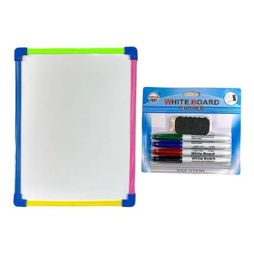 باكيدج سبورة اطار ملون اي فور مع مجموعة اقلام سبورة