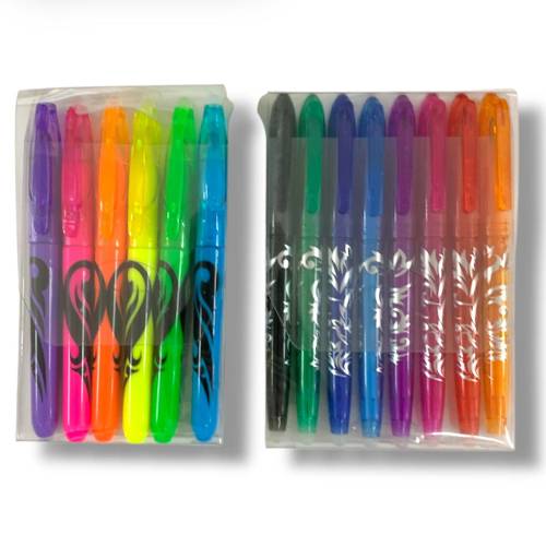 مجموعة اطلس 8 اقلام حبر ماسح و 6 اقلم فسفوري هايلايتر ماسح