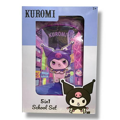 كورومي بوكس العودة للمدرسة حقيبة ترولي كبيرة 16بوصة مقلمة حقيبة اكل لانش بوكس ومطارة ماء 5قطع