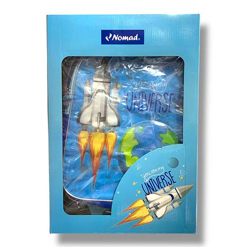 السفينة الفضائية بوكس العودة للمدرسة حقيبة ترولي كبيرة 16بوصة مقلمة حقيبة اكل لانش بوكس ومطارة ماء 5قطع