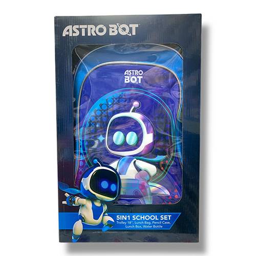 استرو بوي بوكس العودة للمدرسة حقيبة ترولي كبيرة 18بوصة مقلمة حقيبة اكل لانش بوكس ومطارة ماء 5قطع