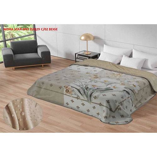 مورا ستار بطانية منقوشة نفرين كينج 220x240سم طبقتان بيج فاتح موديل رقم.J-1108