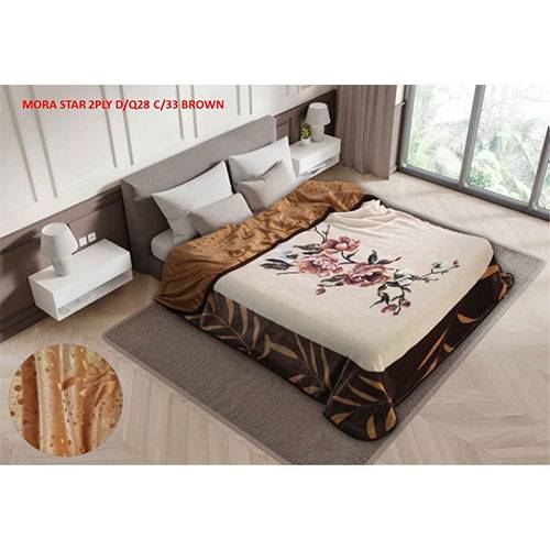 مورا ستار بطانية منقوشة نفرين كينج 220x240سم طبقتان بني موديل رقم.J-1108