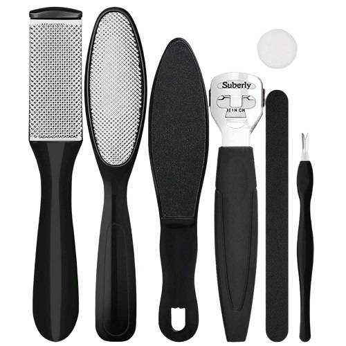 طقم باديكير لتنظيف القدم لون اسود 7قطع