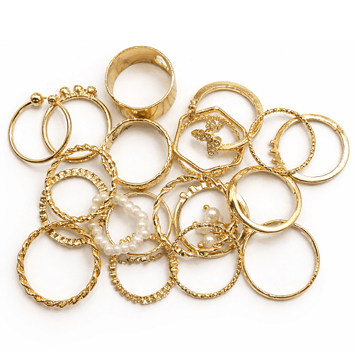 طقم خواتم متعددة الاجزاء قابلة للتكديس بتصميم عتيق 21حبة