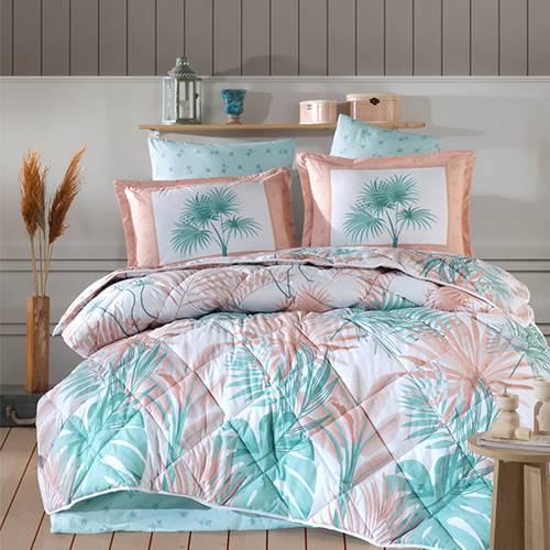 مورا كلاسي لحاف نفرين كينج 100% قطن 240x260سم 8قطع سكاي بلو موديل رقم.J-1122