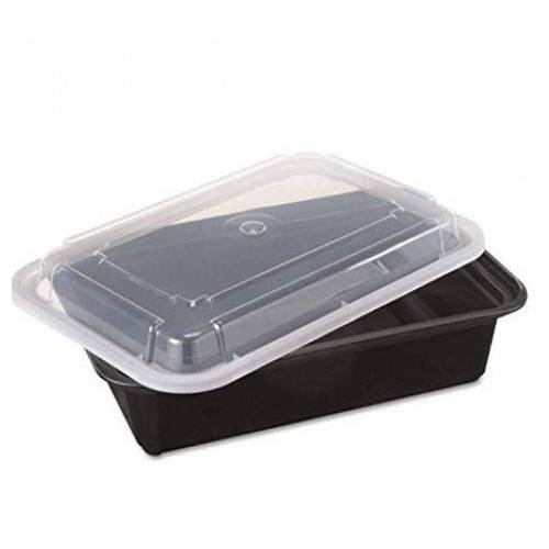 صحون بلاستيك مع غطاء شفاف طقم مستطيل رقم16 عدد 10قطعة