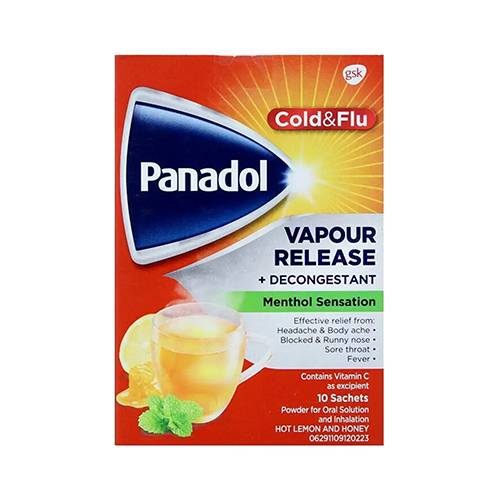 بانادول كولد اند فلو للاستنشاق لتخفيف اعراض البرد بالليمون الساخن والعسل 10اكياس.109548