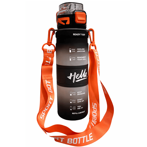 زجاجة مياه مدرسية بلاستيك لون اسود 1000مل