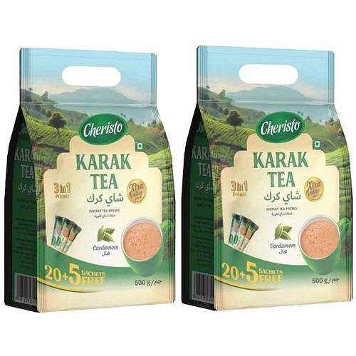 شريستو شاي كرك 3×1 بالهيل 20جم 25كيس 2باكيت