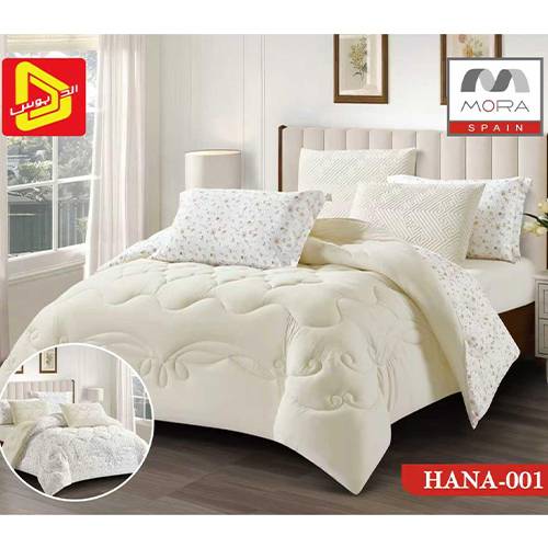مورا هنا رقم.001 طقم لحاف نفرين 240x260سم 6قطع اوف وايت موديل رقم.J-1131