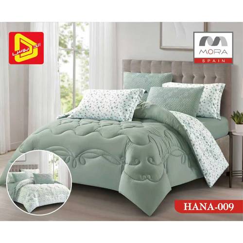 مورا هنا رقم.009 طقم لحاف نفرين 240×260سم 6قطع اخضر موديل رقم.J-1131