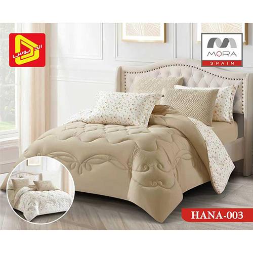 مورا هنا رقم.003 طقم لحاف نفر ونص 180x240سم 4قطع بيج فاتح موديل رقم.J-1132