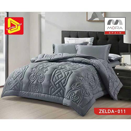 مورا زيلدا رقم.011 طقم لحاف نفرين 240x260سم 6قطع رمادي غامق موديل رقم.J-1133