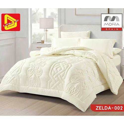 مورا زيلدا رقم.002 طقم لحاف نفرين 240x260سم 6قطع اوف وايت موديل رقم.J-1133