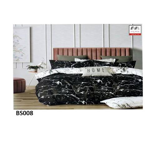 مورا مفرش بيد سبريد مشجر مضغوط نفر ونص 240×180سم 4قطع اسود ابيض موديل رقم.J-1128