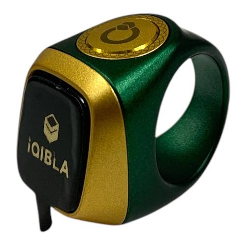 خاتم تسبيح ذكي الكتروني لون اخضر ذهبي