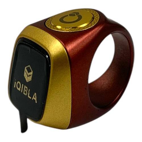 خاتم تسبيح ذكي الكتروني لون احمر ذهبي