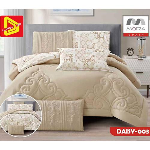 مورا ديزى رقم.003 طقم لحاف نفر ونص كينج 240×180سم 4قطع بيج فاتح موديل رقم.J-1130
