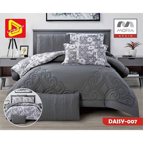 مورا ديزى رقم.007 طقم لحاف نفر ونص كينج 240x180سم 4قطع رمادي غامق موديل رقم.J-1130