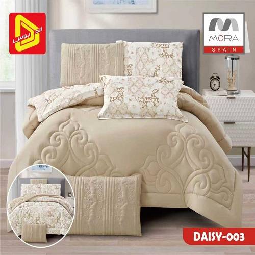 مورا ديزي رقم.003 طقم لحاف نفرين كينج 240x260سم 6قطع بيج فاتح موديل رقم.J-1129