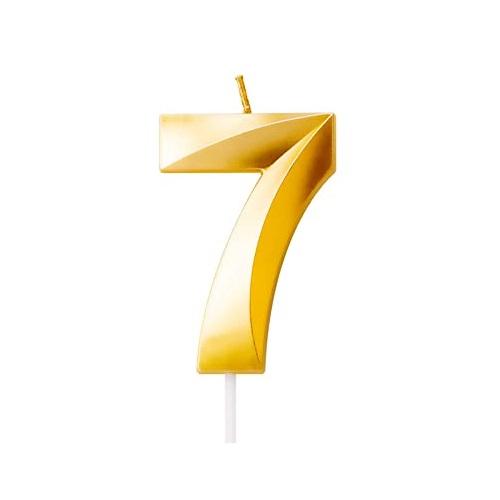 شمعة كيك ذهبي رقم7