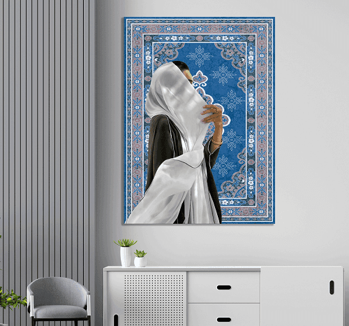 لوحة من الفن الحديث مختلطة مع التراث الخليجي من خام الكانفس عالي الجودة مع اطار داخلي رقم.2252391