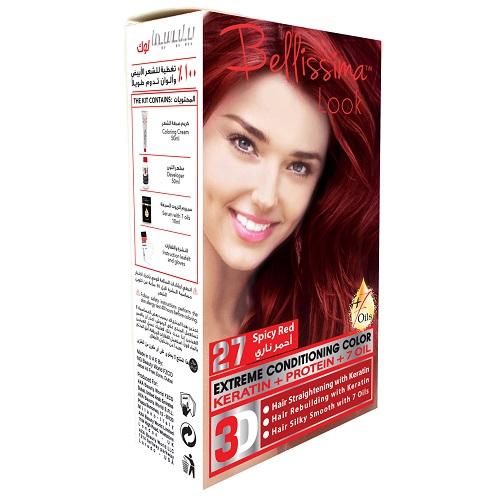 بيليسيما لوك صبغة الشعر الدائمة بالكيراتين والبروتين و7زيوت احمر ناري 50مل رقم.27