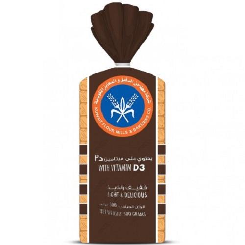 المطاحن خبز توست بالقمح الكامل المدعم بفيتامين د3 500جم