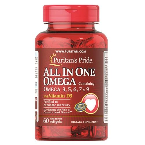 بيوريتانز برايد اول ان وان اوميجا 3 5 6 7 & 9 مع فيتامين د3 مكمل غذائي 60كبسولة هلامية