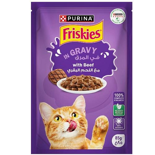 فريسكيز طعام القطط مع اللحم البقري في المرق 85جم