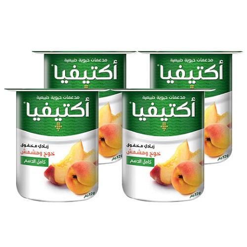 اكتيفيا زبادي مخفوق كامل الدسم بالخوخ والمشمش 120جم 4حبة
