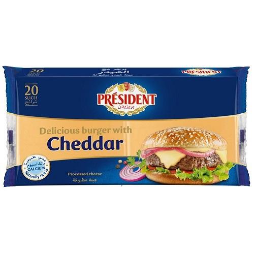 بريزيدن شرائح جبن شيدر برجر مطبوخة 20شريحة 400جم