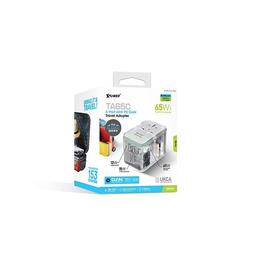 اكس باور تي ايه 65سي محول مشترك للسفر 5منافذ PD شفاف 65واط موديل رقم.XP-636FV-TS