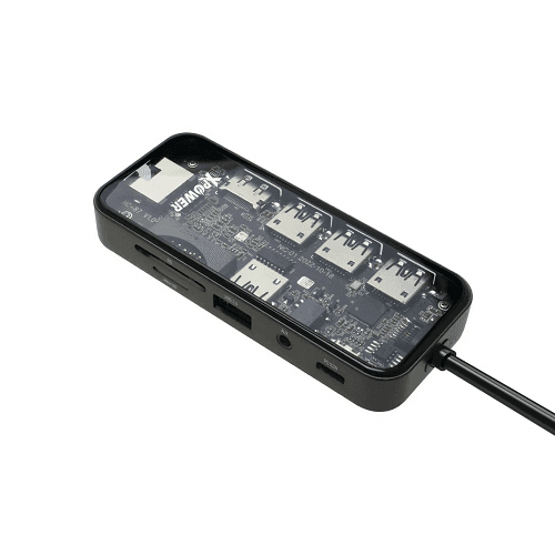 اكس باور اتش اي10 PD Type C هاب 10في1 92واط رمادي شفاف موديل رقم.XP-HU10-GY