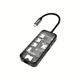 اكس باور اتش اي10 PD Type C هاب 10في1 92واط رمادي شفاف موديل رقم.XP-HU10-GY