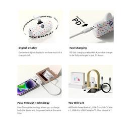 اي ووك لينك مي برو باور بانك جيب بطارية لايتنينج سريع الشحن مع شاشة 4800مللي امبير ابيض موديل رقم.DBL5000PL-002B