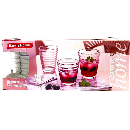 داني هوم طقم اكواب زجاج 6حبة 255مل رقم.1988-13